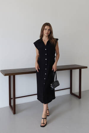 Sleeveless V-Neck Shirt Midi Dress - Brand: Mode Roy - Women's Clothing Wholesale - Globality Store