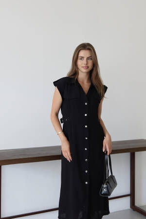 Sleeveless V-Neck Shirt Midi Dress - Brand: Mode Roy - Women's Clothing Wholesale - Globality Store