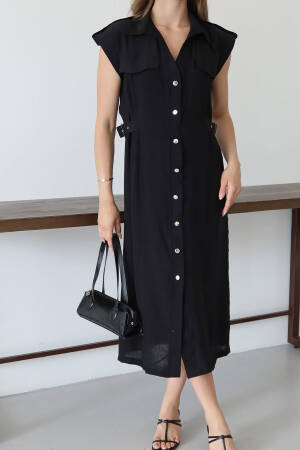Sleeveless V-Neck Shirt Midi Dress - Brand: Mode Roy - Women's Clothing Wholesale - Globality Store