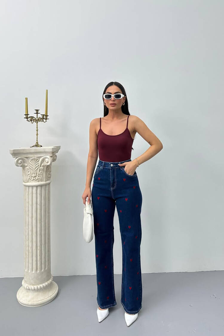 Blue Mom Jeans High Waist Flare Leg Buttoned - Brand: Mode Roy - Women's Clothing Wholesale - Globality Store
