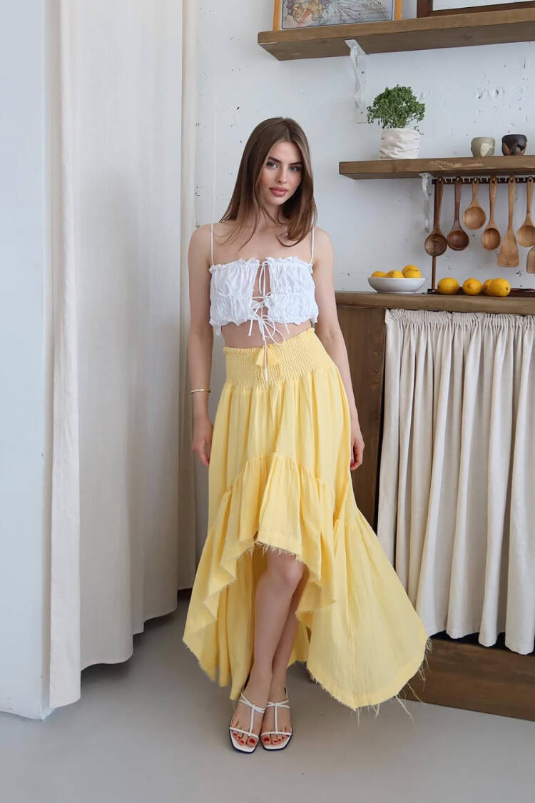 Boho Asymmetrical Midi Skirt - Brand: Mode Roy - Women's Clothing Wholesale - Globality Store