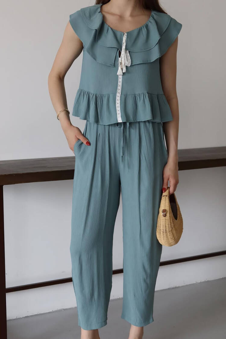 Blue Casual Boho Elegant Tie Set