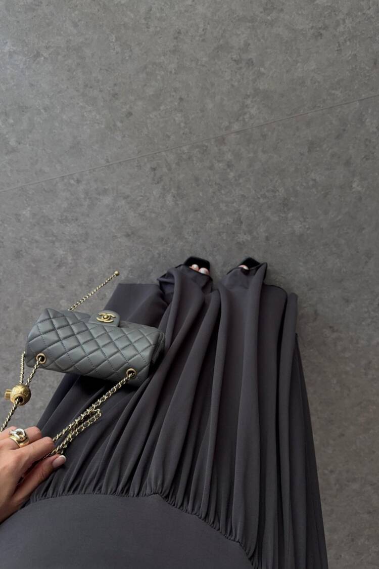Grey Elegant Fit And Flare Dress