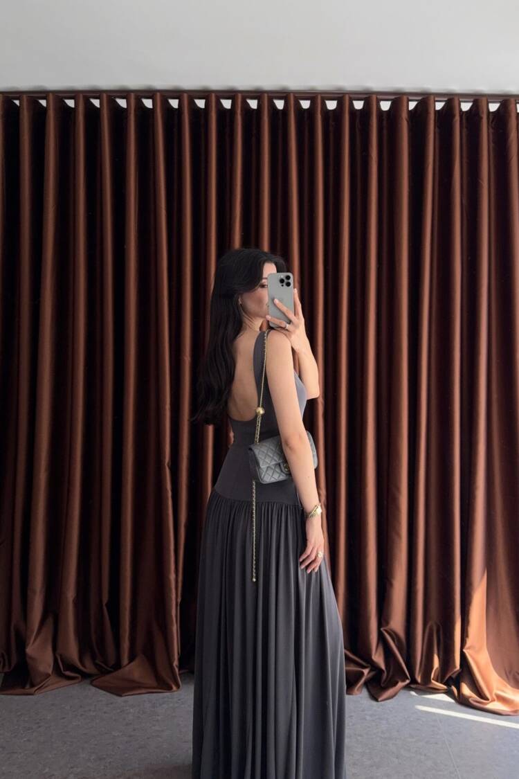 Grey Elegant Fit And Flare Dress