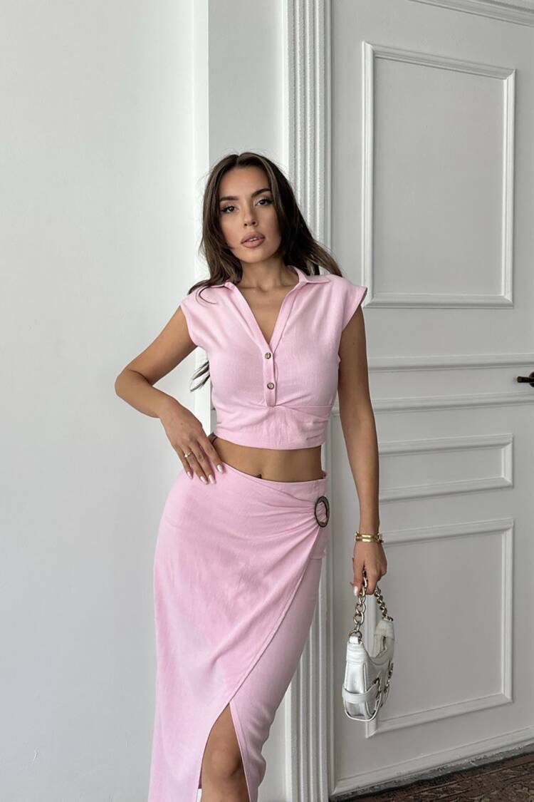Elegant Fitted Wrap Skirt Set