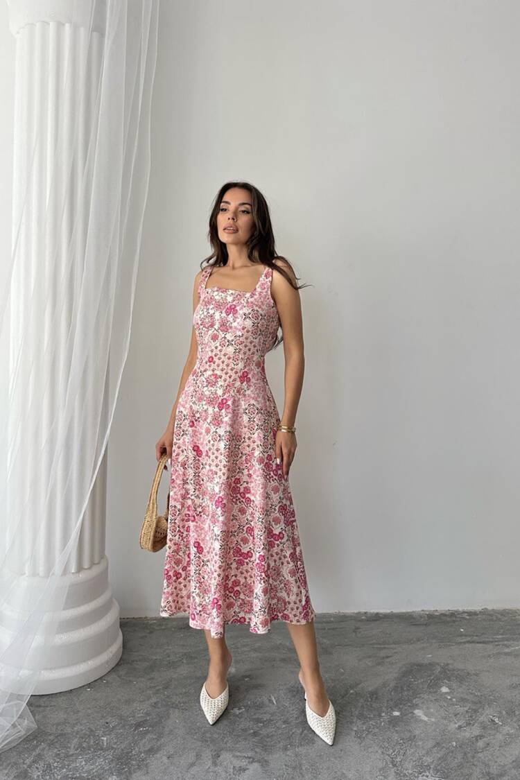 Floral A-Line Midi Dress