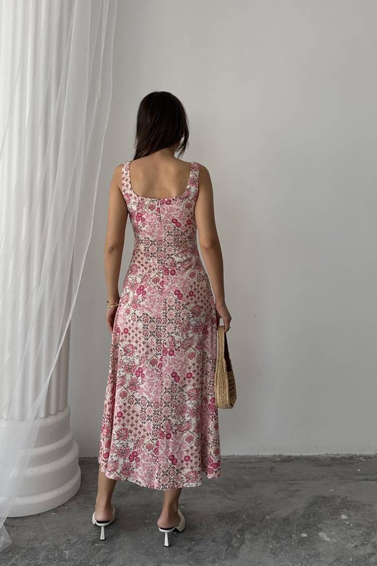 Floral A-Line Midi Dress