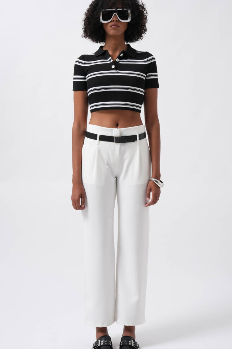 Belt Detail High Waist Trousers