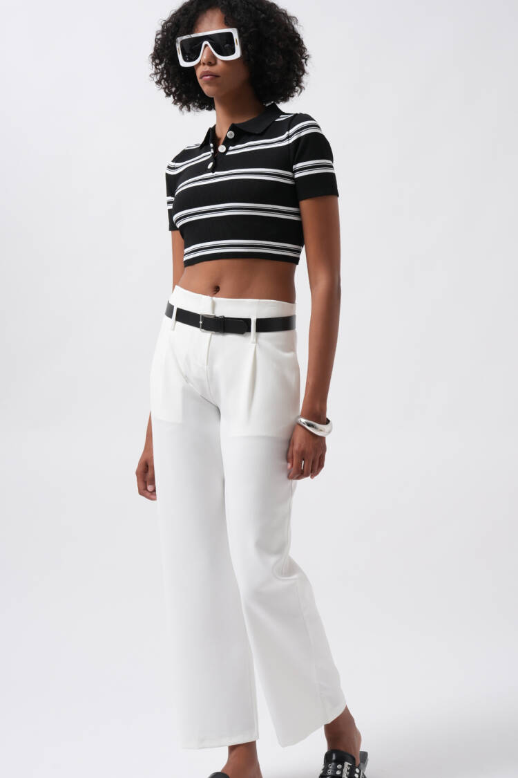 Belt Detail High Waist Trousers