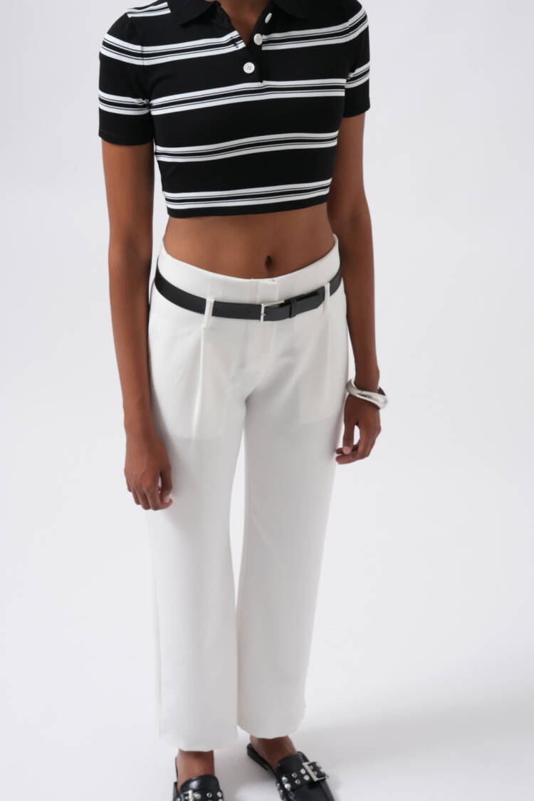 Belt Detail High Waist Trousers