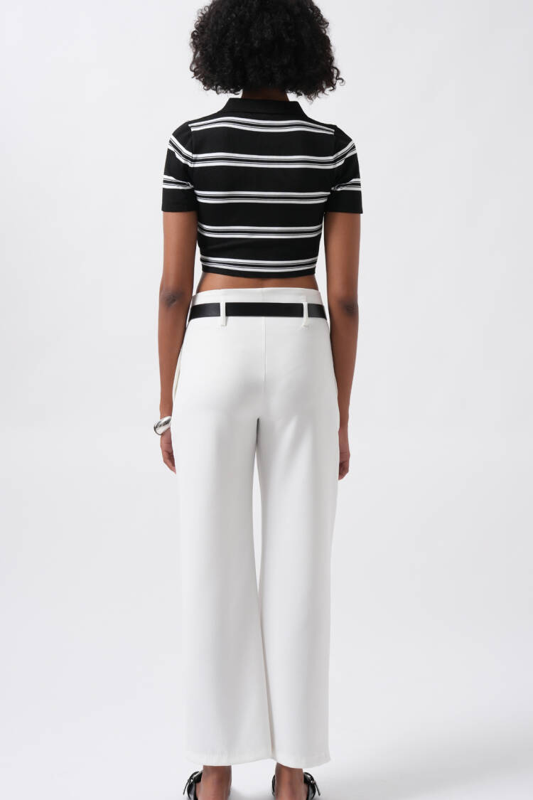 Belt Detail High Waist Trousers
