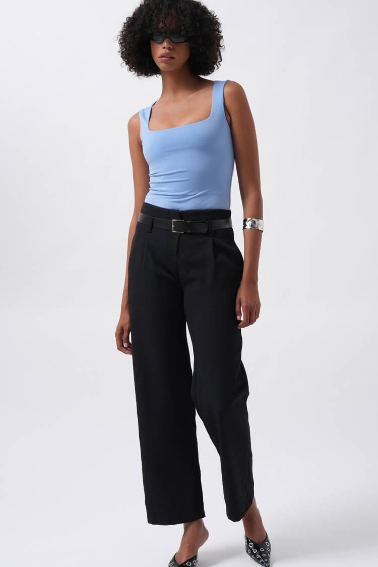 Belt Detail High Waist Trousers - Brand: Black Fashion - Women's Clothing Wholesale - Globality Store