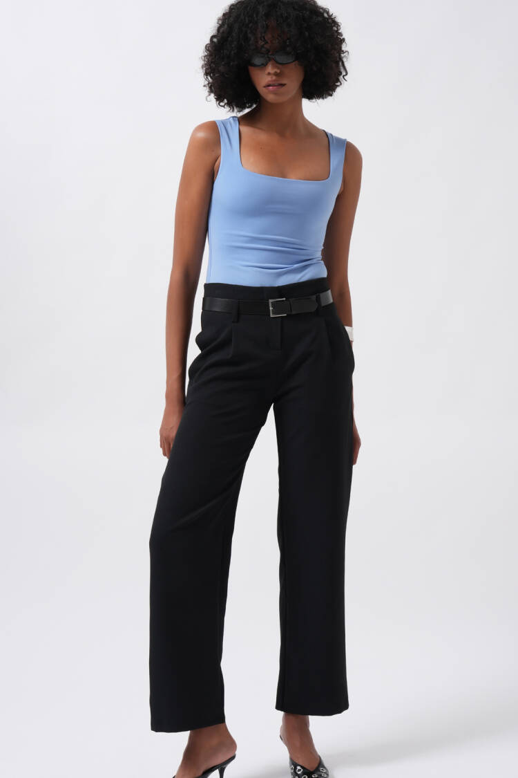 Belt Detail High Waist Trousers
