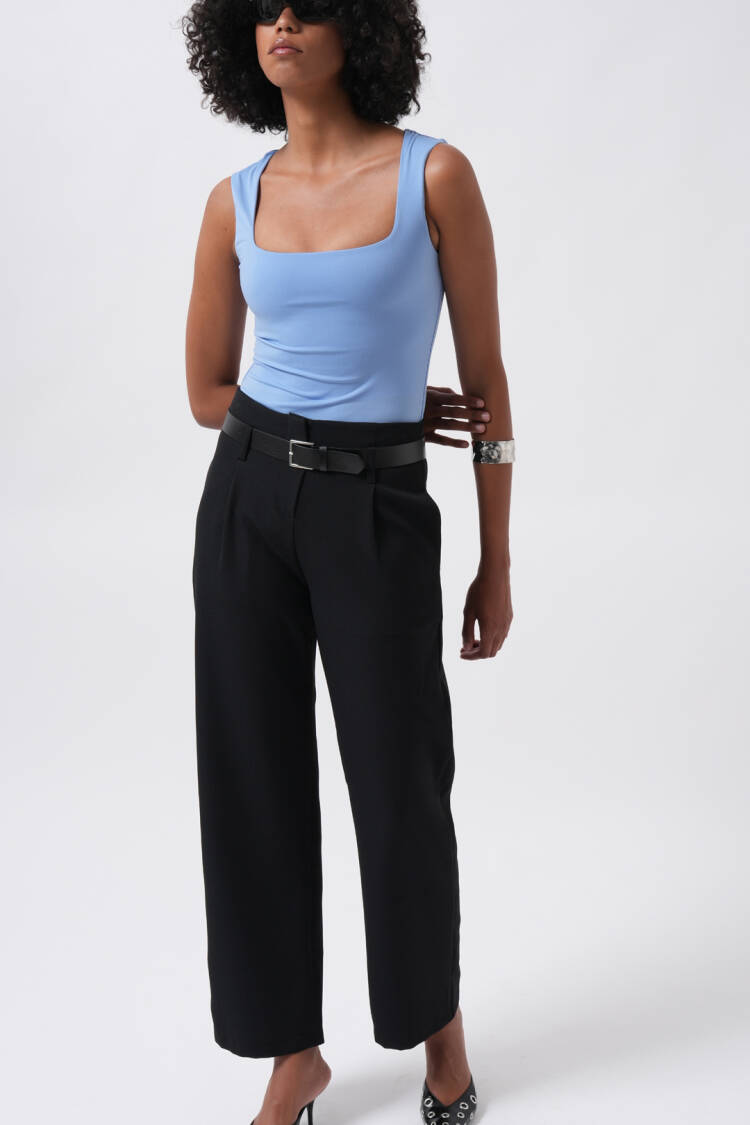 Belt Detail High Waist Trousers