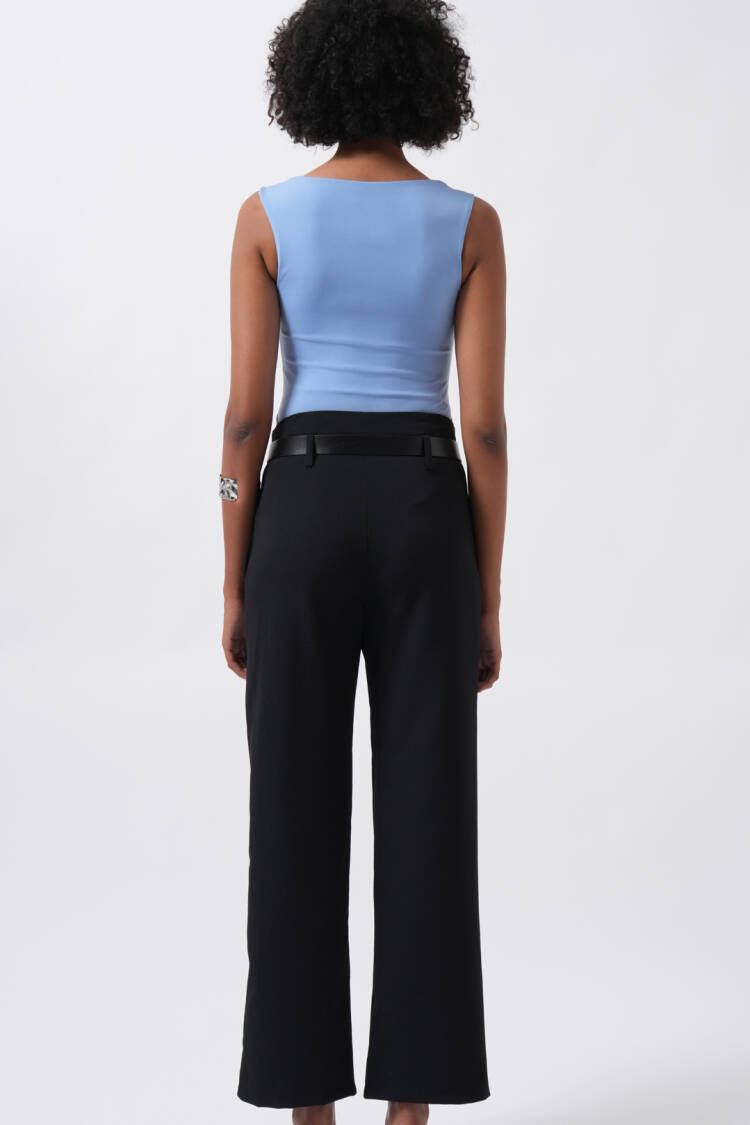 Belt Detail High Waist Trousers