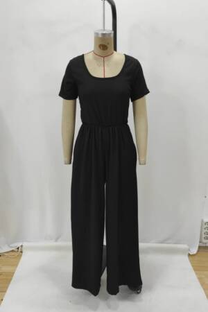 Black Cami Jumpsuit Casual Elegant Short Sleeve - Brand: Janes - Women's Clothing Wholesale - Globality Store