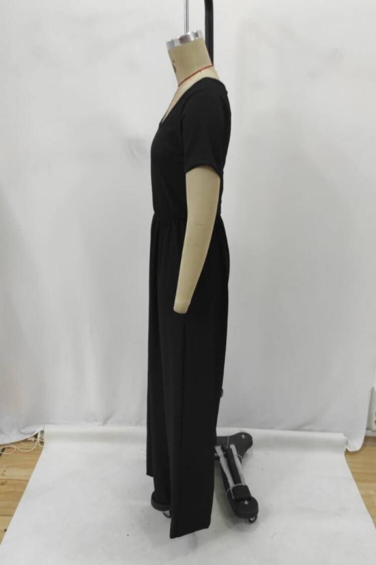 Black Cami Jumpsuit Casual Elegant Short Sleeve