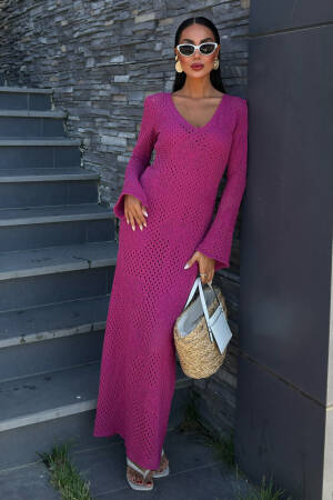 Floral Detailed Openwork Knitwear Dress - Brand: Sobe Istanbul - Women's Clothing Wholesale - Globality Store