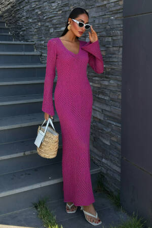 Floral Detailed Openwork Knitwear Dress - Brand: Sobe Istanbul - Women's Clothing Wholesale - Globality Store