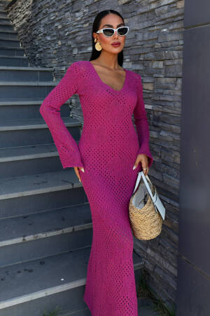 Floral Detailed Openwork Knitwear Dress - Brand: Sobe Istanbul - Women's Clothing Wholesale - Globality Store