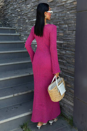 Floral Detailed Openwork Knitwear Dress - Brand: Sobe Istanbul - Women's Clothing Wholesale - Globality Store