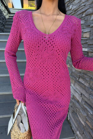 Floral Detailed Openwork Knitwear Dress - Brand: Sobe Istanbul - Women's Clothing Wholesale - Globality Store