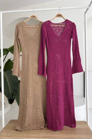 Floral Detailed Openwork Knitwear Dress - Brand: Sobe Istanbul - Women's Clothing Wholesale - Globality Store