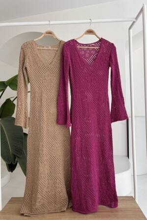 Floral Detailed Openwork Knitwear Dress - Brand: Sobe Istanbul - Women's Clothing Wholesale - Globality Store