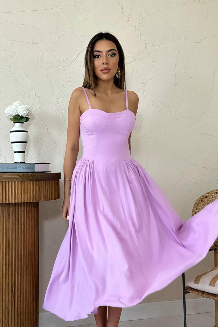 Elegant Pink Fit And Flare Dress