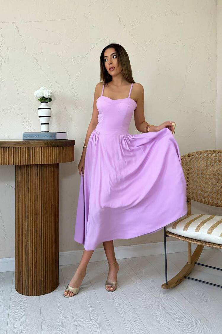 Elegant Pink Fit And Flare Dress - Brand: Elisa - Women's Clothing Wholesale - Globality Store