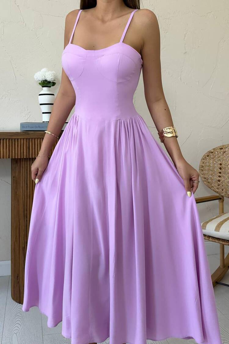 Elegant Pink Fit And Flare Dress