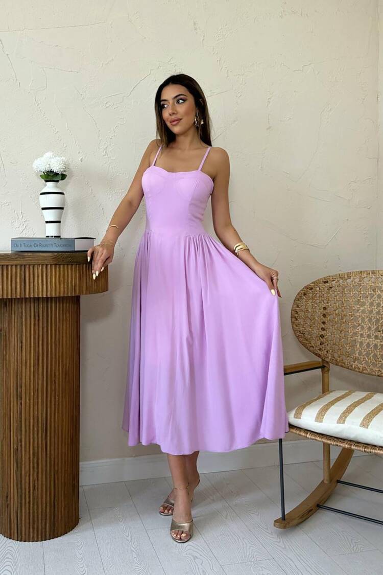 Elegant Pink Fit And Flare Dress