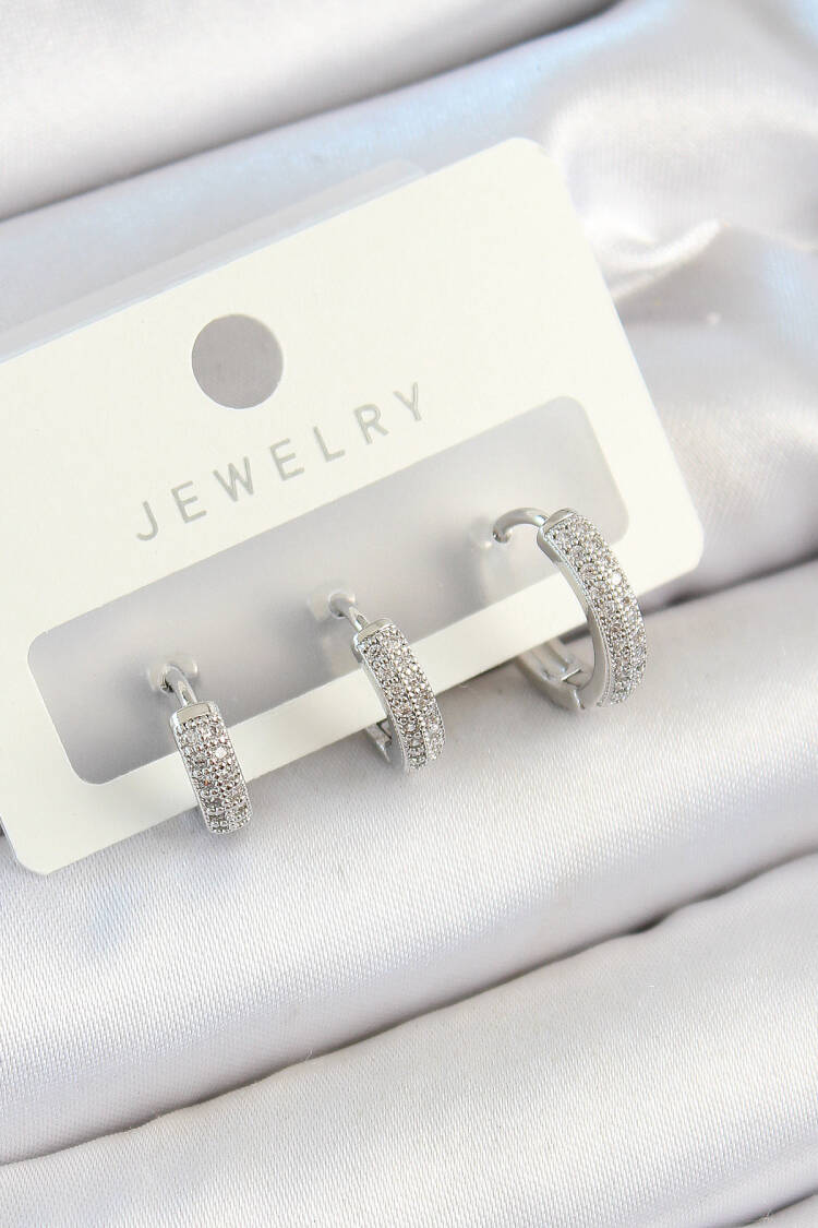 Silver Elegant Sequined Earring - Brand: Ebijuteri - Women's Clothing Wholesale - Globality Store