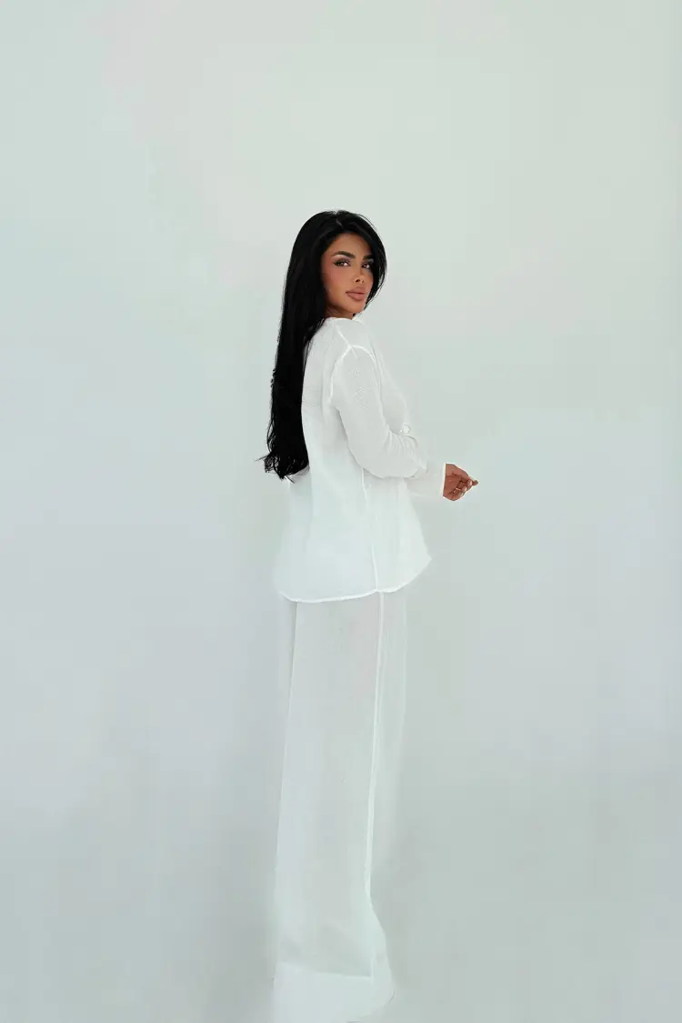 Elegant Suit With Wide Leg Palazzo Pants