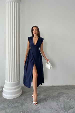 ElegantWrap Dress With Plunging Neck - Brand: Ello - Women's Clothing Wholesale - Globality Store