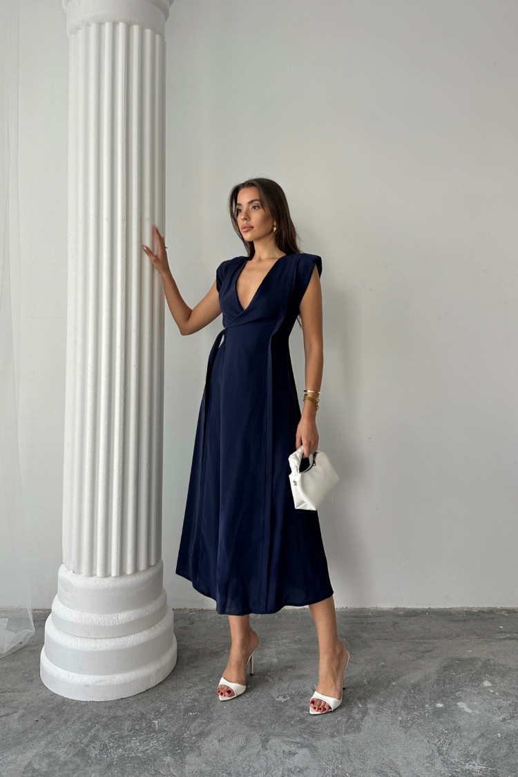 ElegantWrap Dress With Plunging Neck