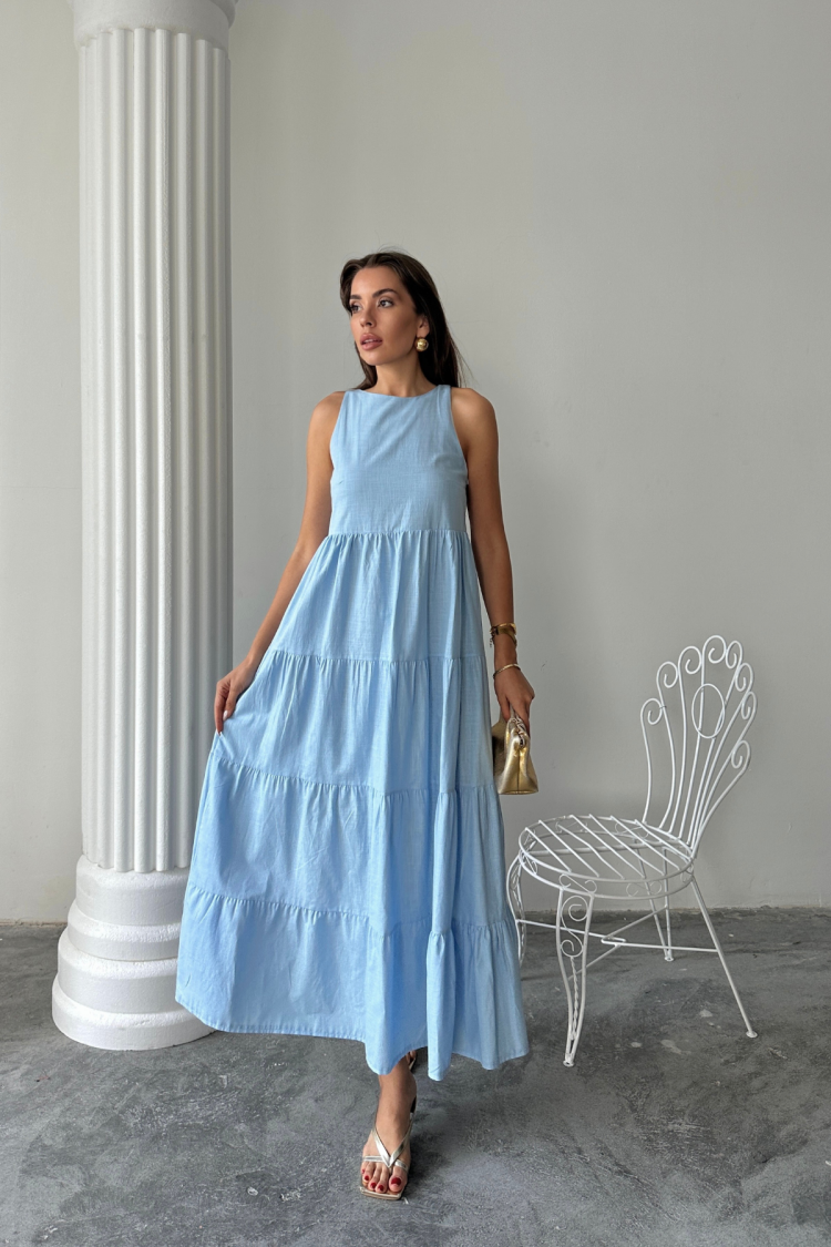 A-Line Maxi Dress With Cap Sleeves