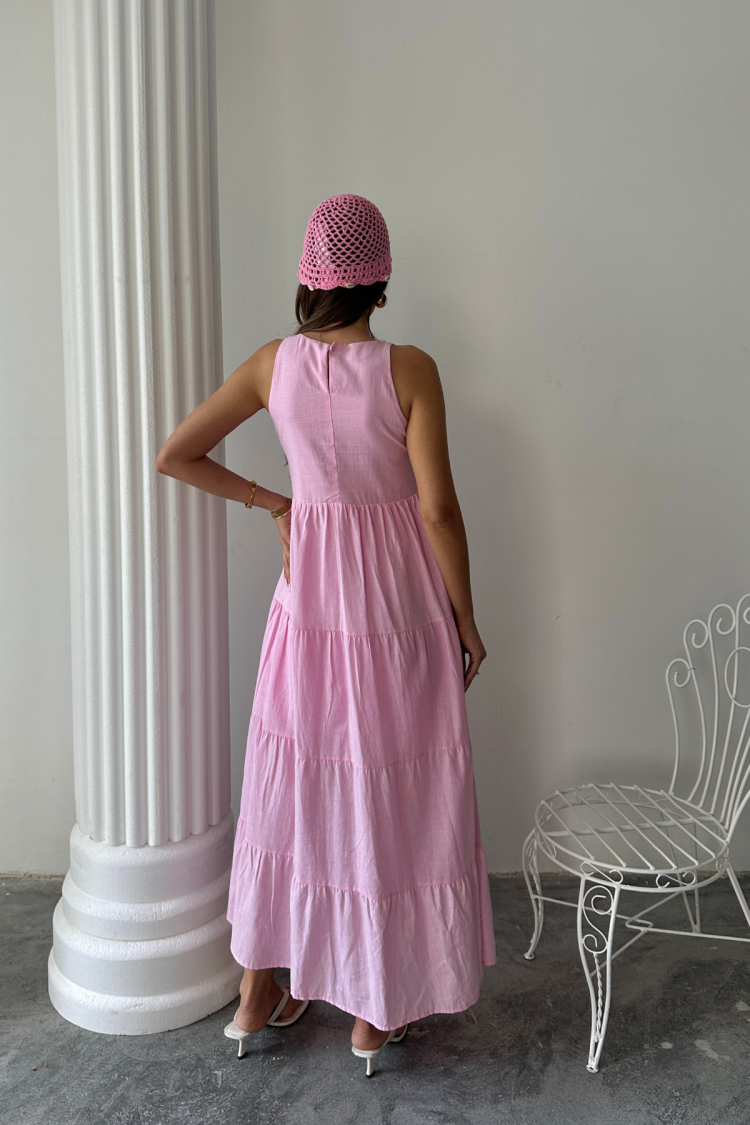A-Line Maxi Dress With Cap Sleeves