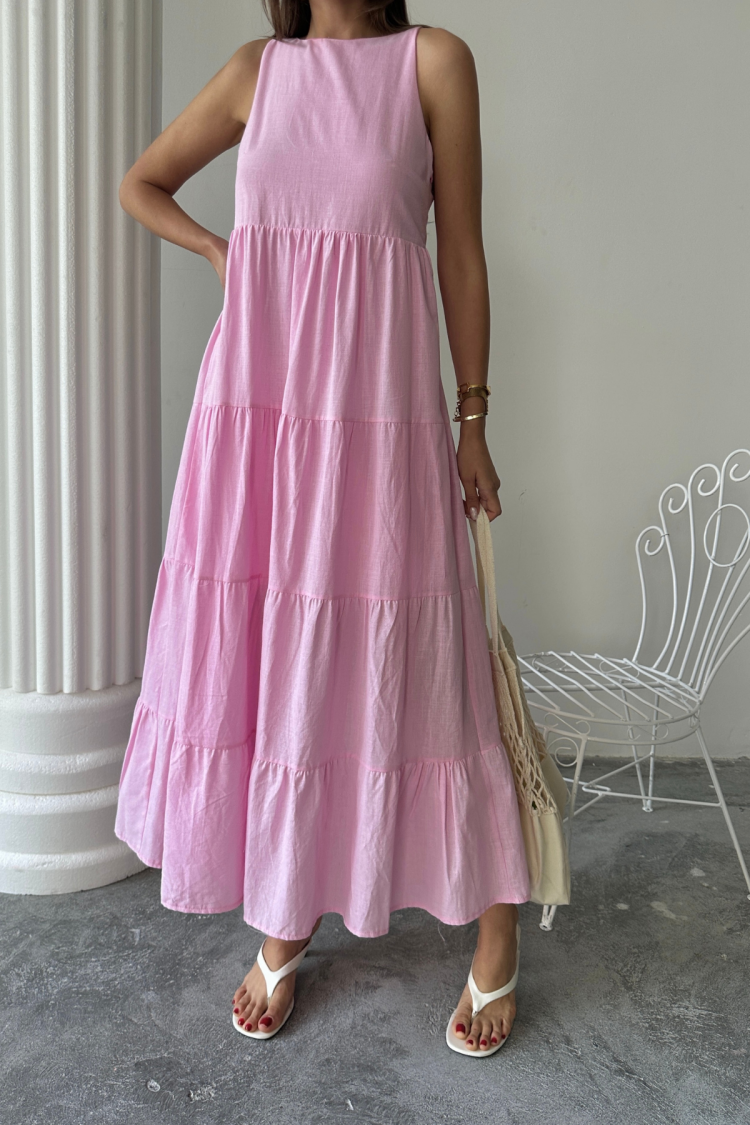 A-Line Maxi Dress With Cap Sleeves