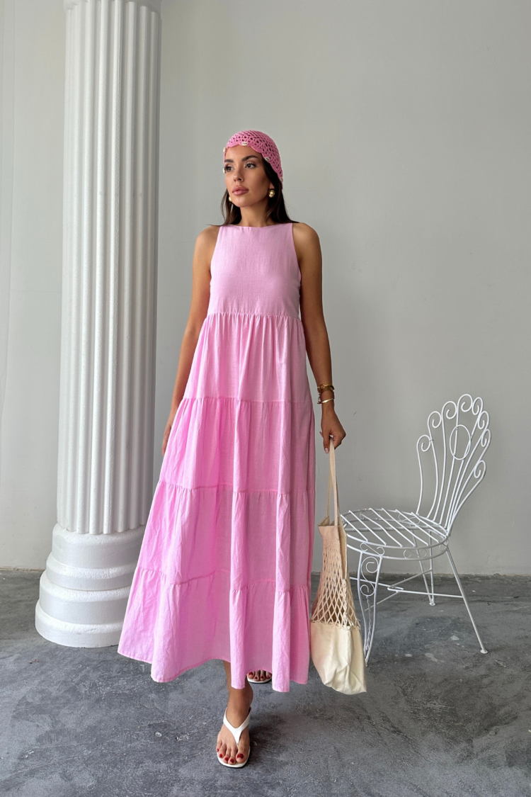 A-Line Maxi Dress With Cap Sleeves