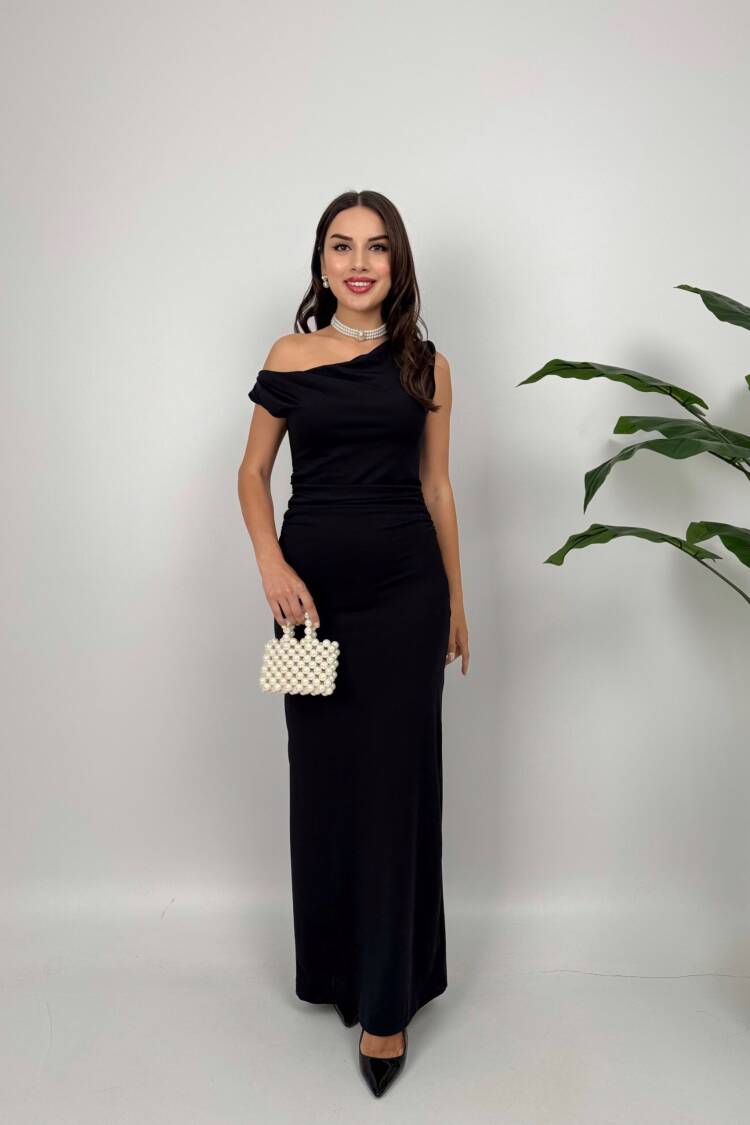 ElegantSheath Dress With One Shoulder Neck - Brand: Miss Janell - Women's Clothing Wholesale - Globality Store
