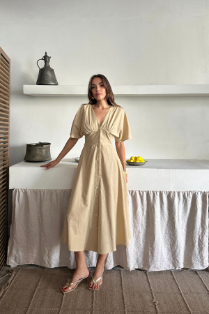 A-Line V-Neck Midi Dress - Brand: Ello - Women's Clothing Wholesale - Globality Store