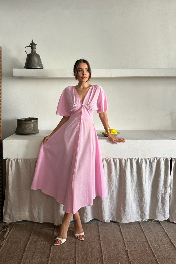 Fit And Flare Dress With Plunging Neck