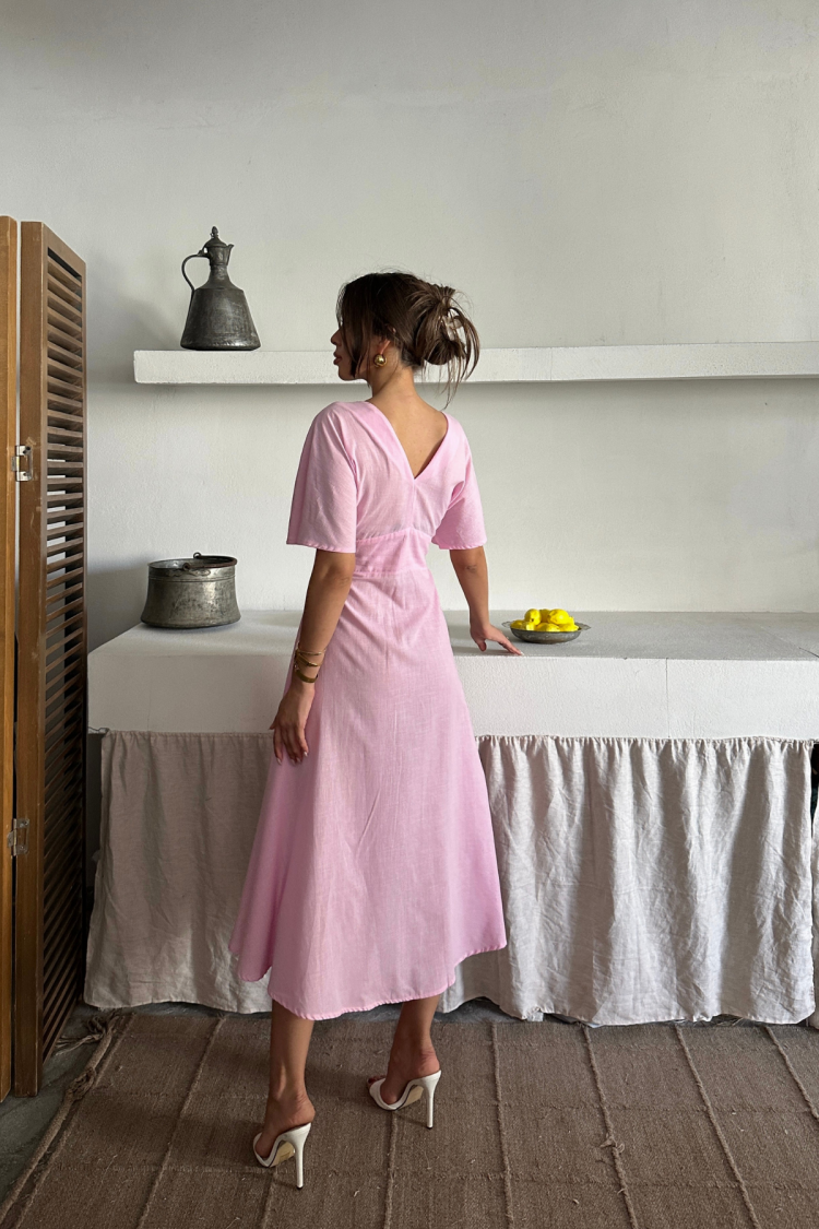 Fit And Flare Dress With Plunging Neck