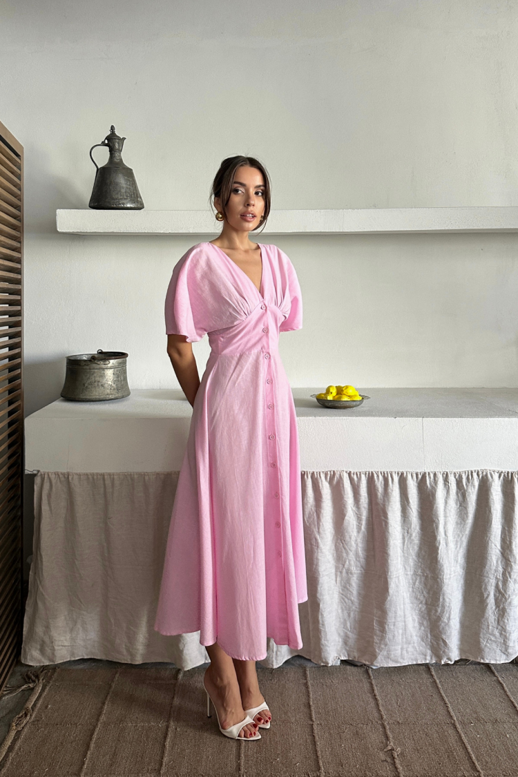 Fit And Flare Dress With Plunging Neck