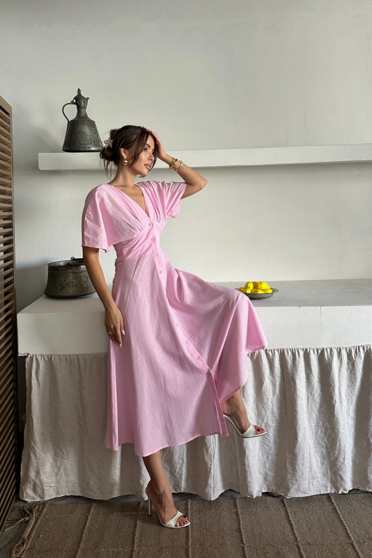 Fit And Flare Dress With Plunging Neck