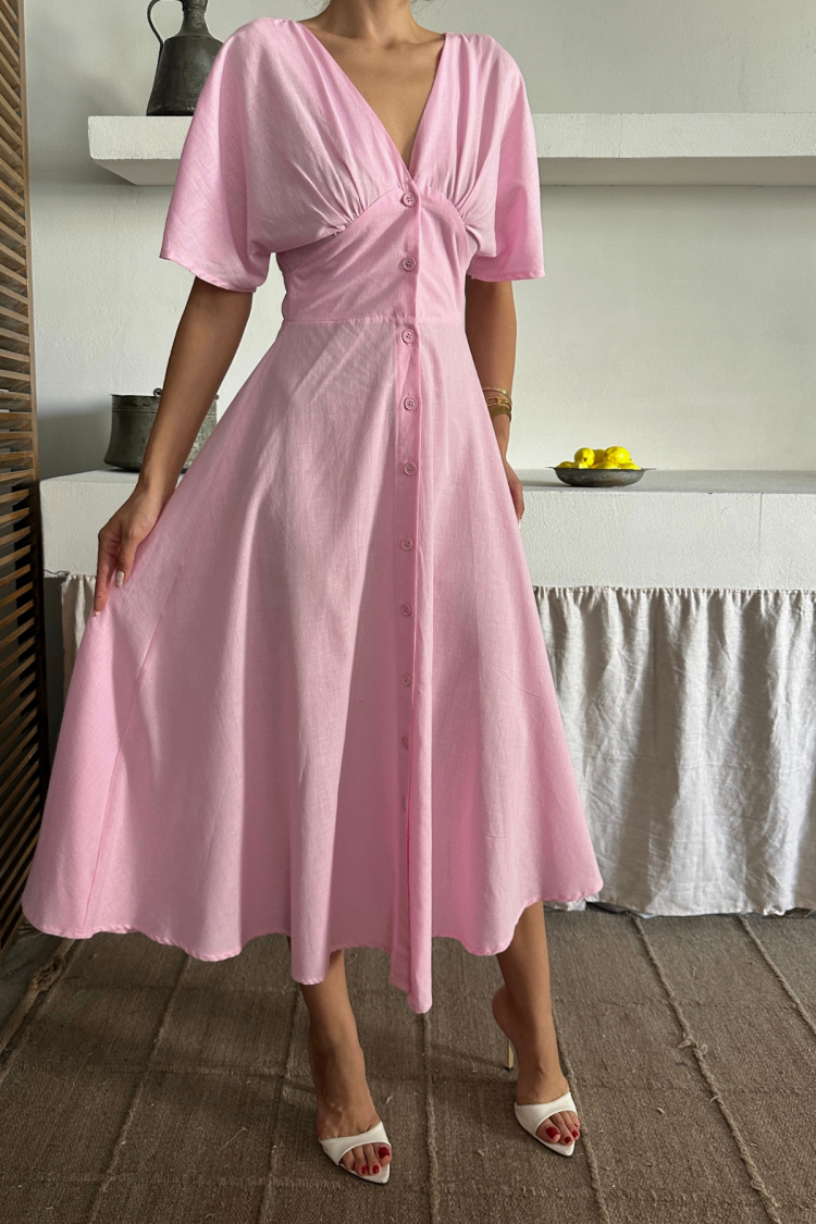 Fit And Flare Dress With Plunging Neck