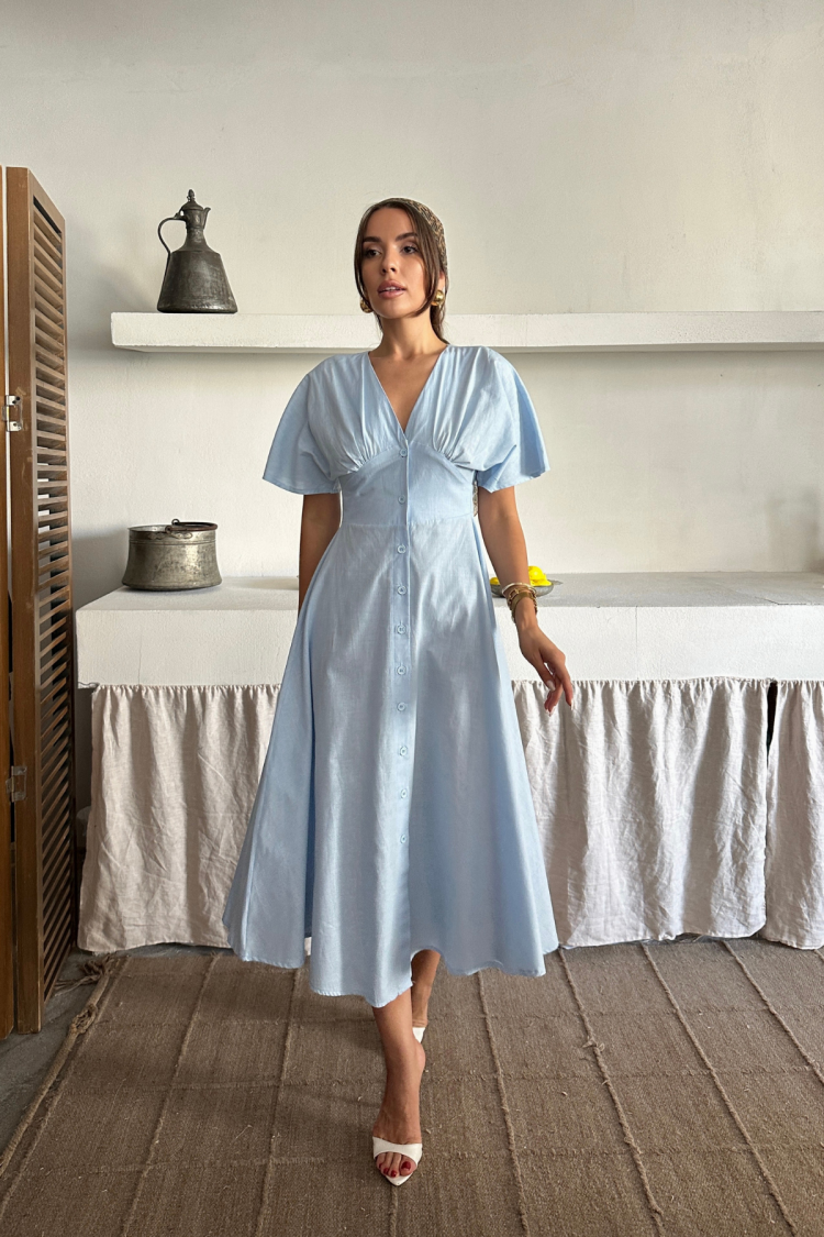Fit And Flare Dress With Butterfly Sleeves
