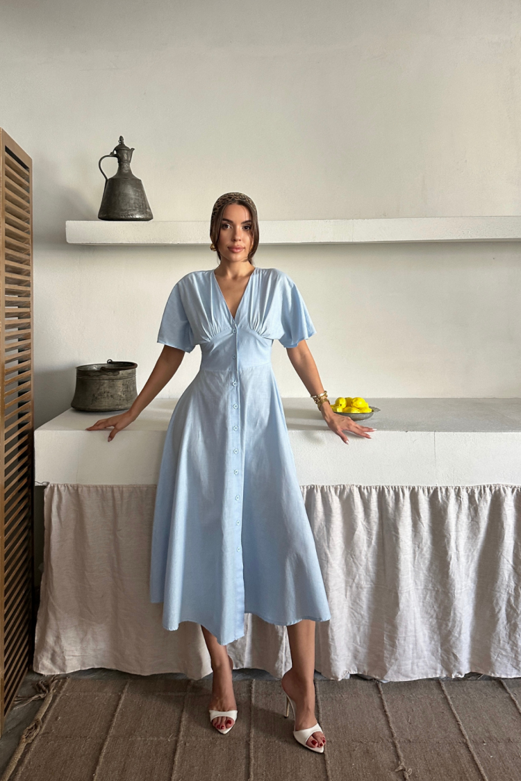 Fit And Flare Dress With Butterfly Sleeves - Brand: Ello - Women's Clothing Wholesale - Globality Store