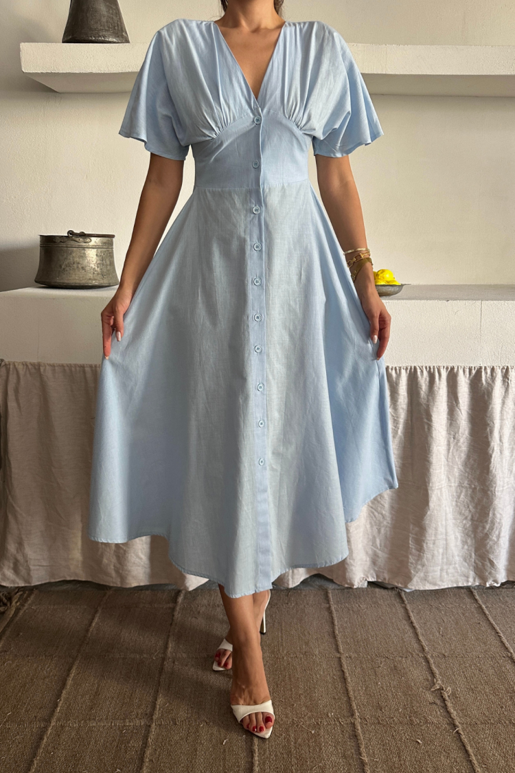 Fit And Flare Dress With Butterfly Sleeves